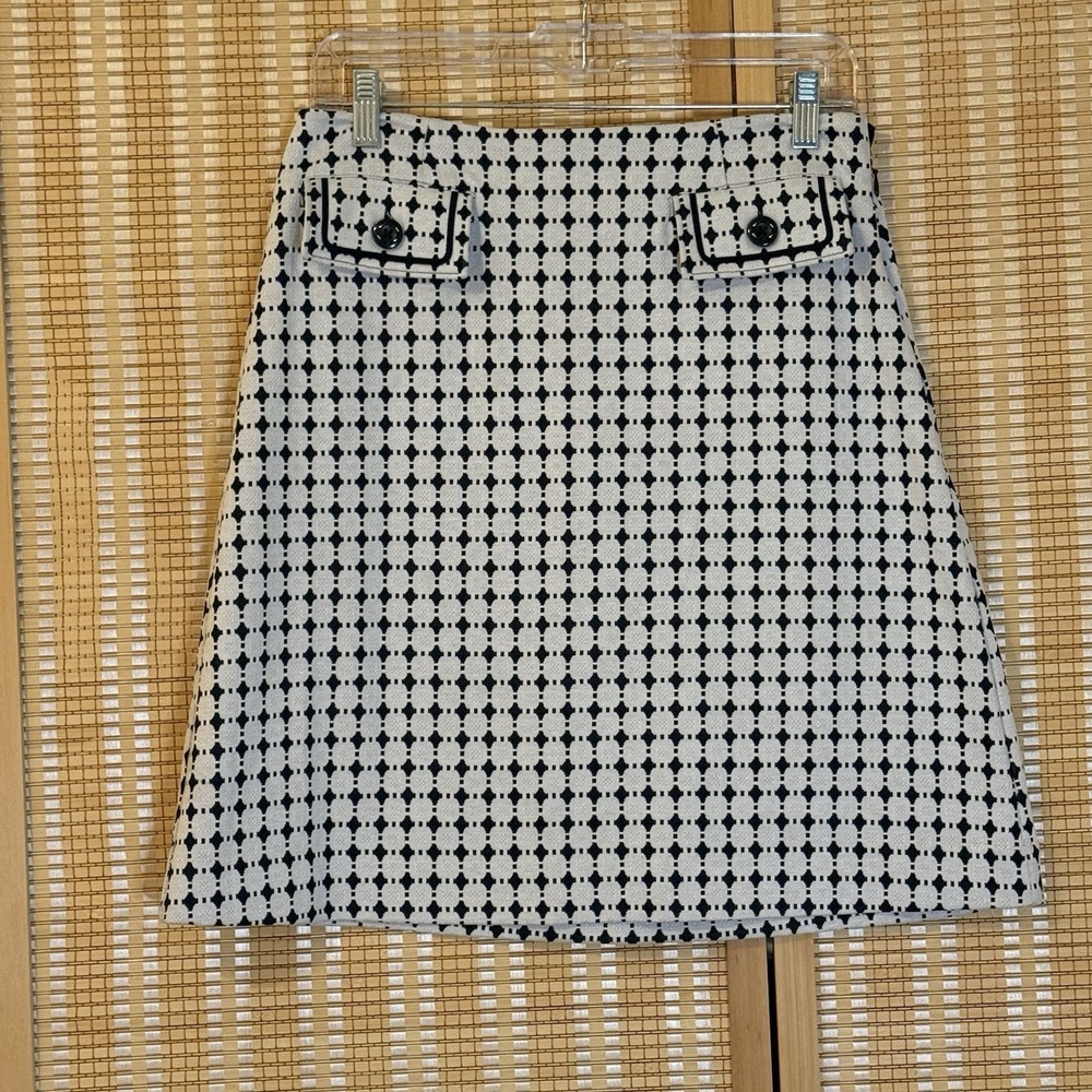 Cabi Womens 4 Skirt Geometric Black White‎ Classic Office Preppy Minimalist